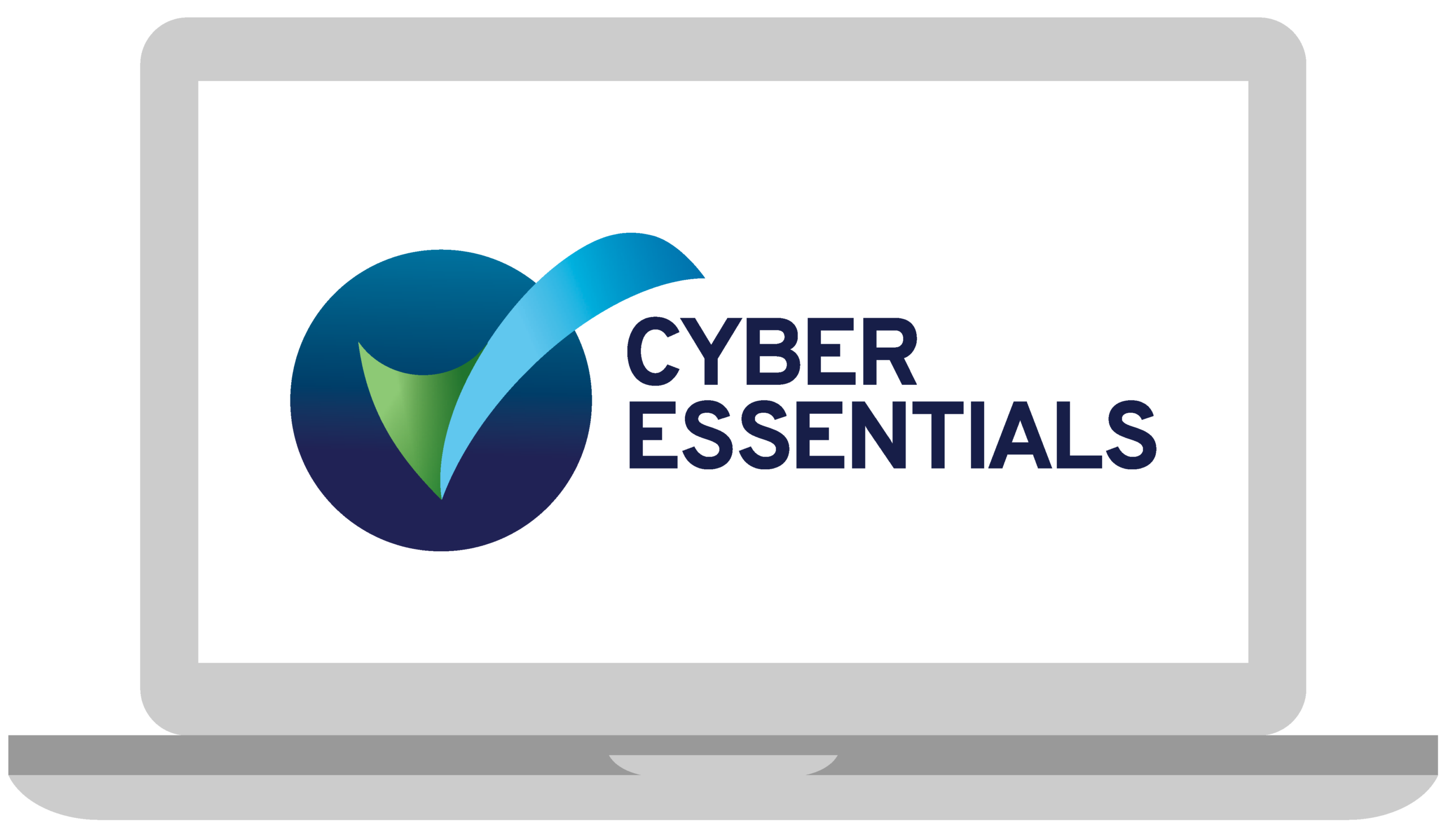 laptop with Cyber Essentials logo on the screen