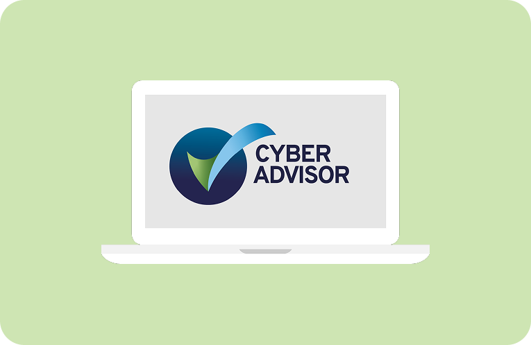 cyber advisor logo on a laptop screen