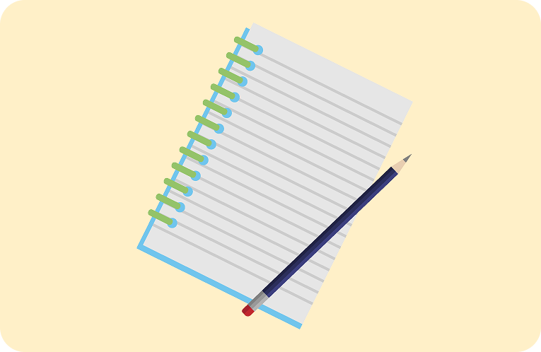 ring-binder notebook with sharpened pencil