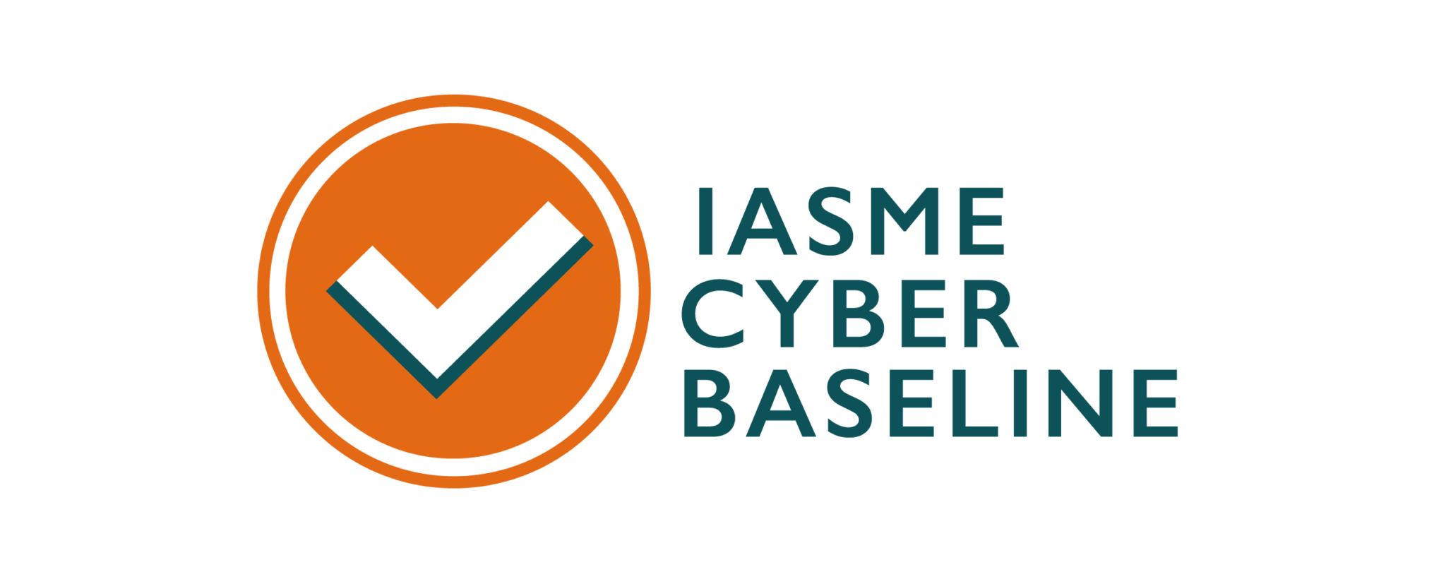 IASME Cyber Baseline logo orange circle with a tick
